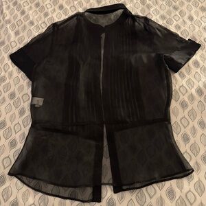 ❤️ NWOT 100% Silk Organza Black Sheer Chic Blouse. Size: L